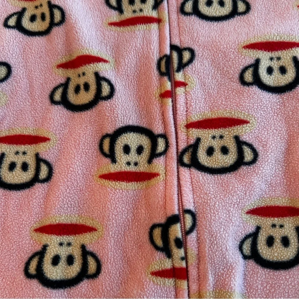 PAUL FRANK “Julius” Monkey Print Kids Pink Fleece Footed Pajama Onesie - Picture 3 of 6